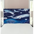 thumbnail image 1 of Zodiac Headboard, Space Image with Whales of Universe Theme Planetary Angles Print, Upholstered Decorative Metal Bed Headboard with Memory Foam, Twin Size, Blue Grey, by Ambesonne, 1 of 4