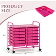 thumbnail image 2 of LYYHTY12-Drawer Rolling Storage Cart, Multifunctional Art Craft Organizer Cart, Mobile Utility Storage Cart with Removable Drawers & Lockable Wheels, Craft Cart for Home Office School, Hot Pink, 2 of 9