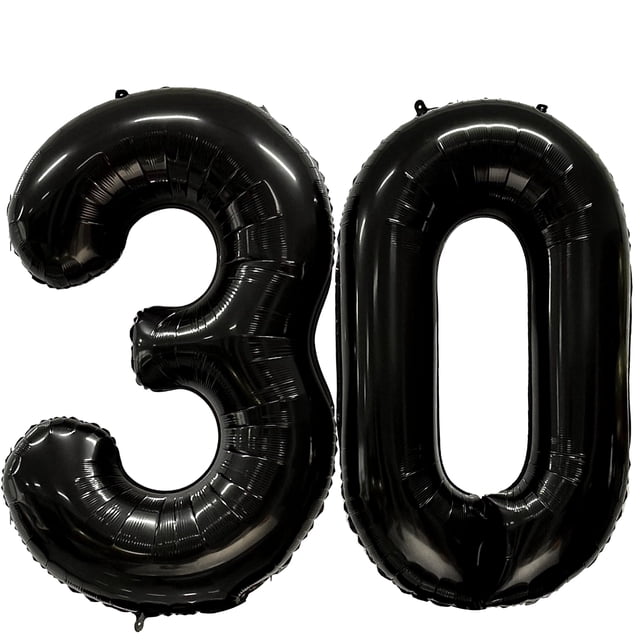 Number Balloons Firomi Black 30 Giant Jumbo Mylar Foil, 1 m