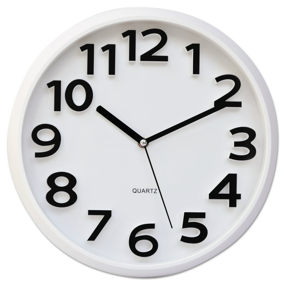 Universal Round Wall Clock, White, 13"