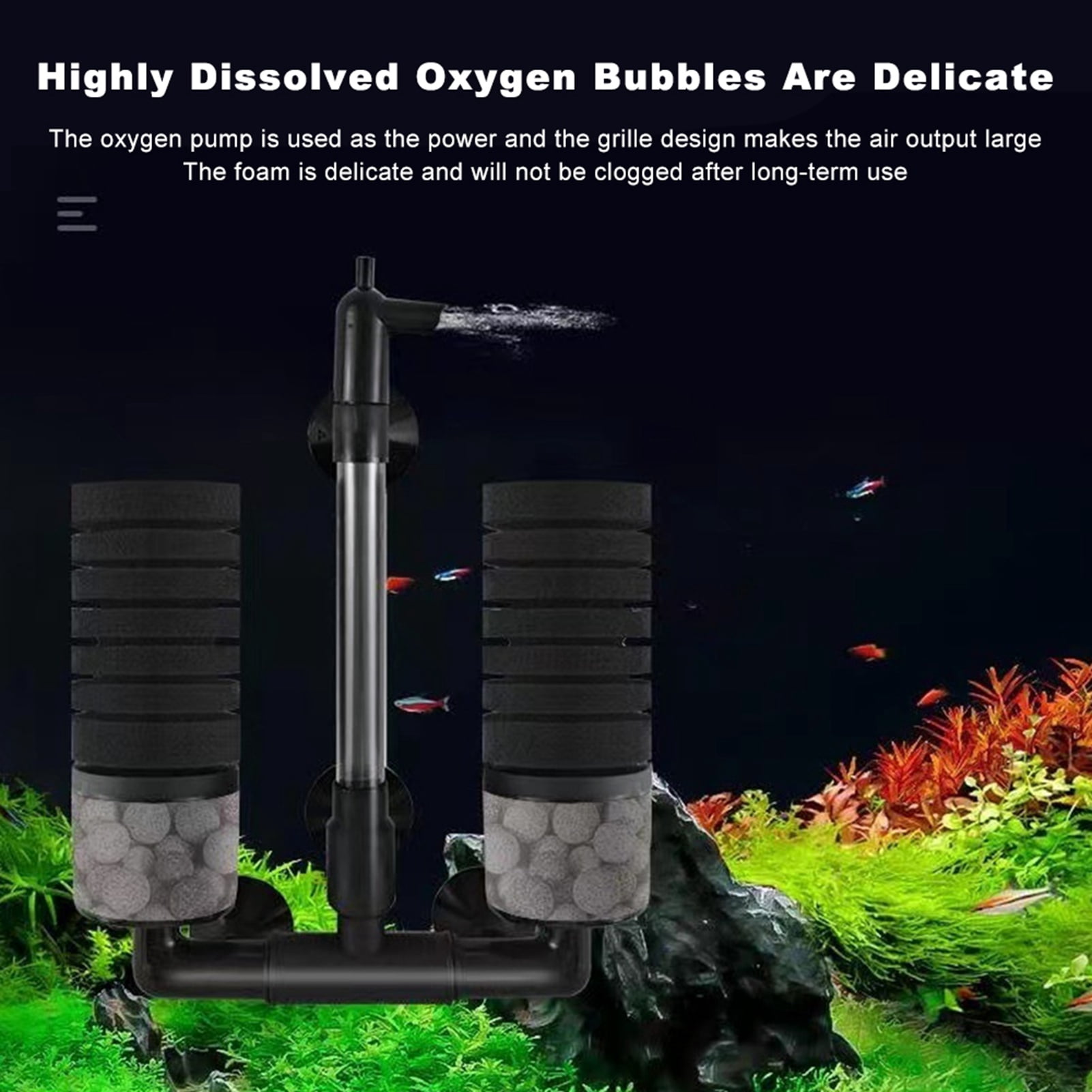 YAHHU Fish Tank Pneumatic Sponge Filter Mini Suction Toilet Grass Tank Biochemical Anti-Gas Lift with Pump, yu-229a, 11.4 inches / 29 cm