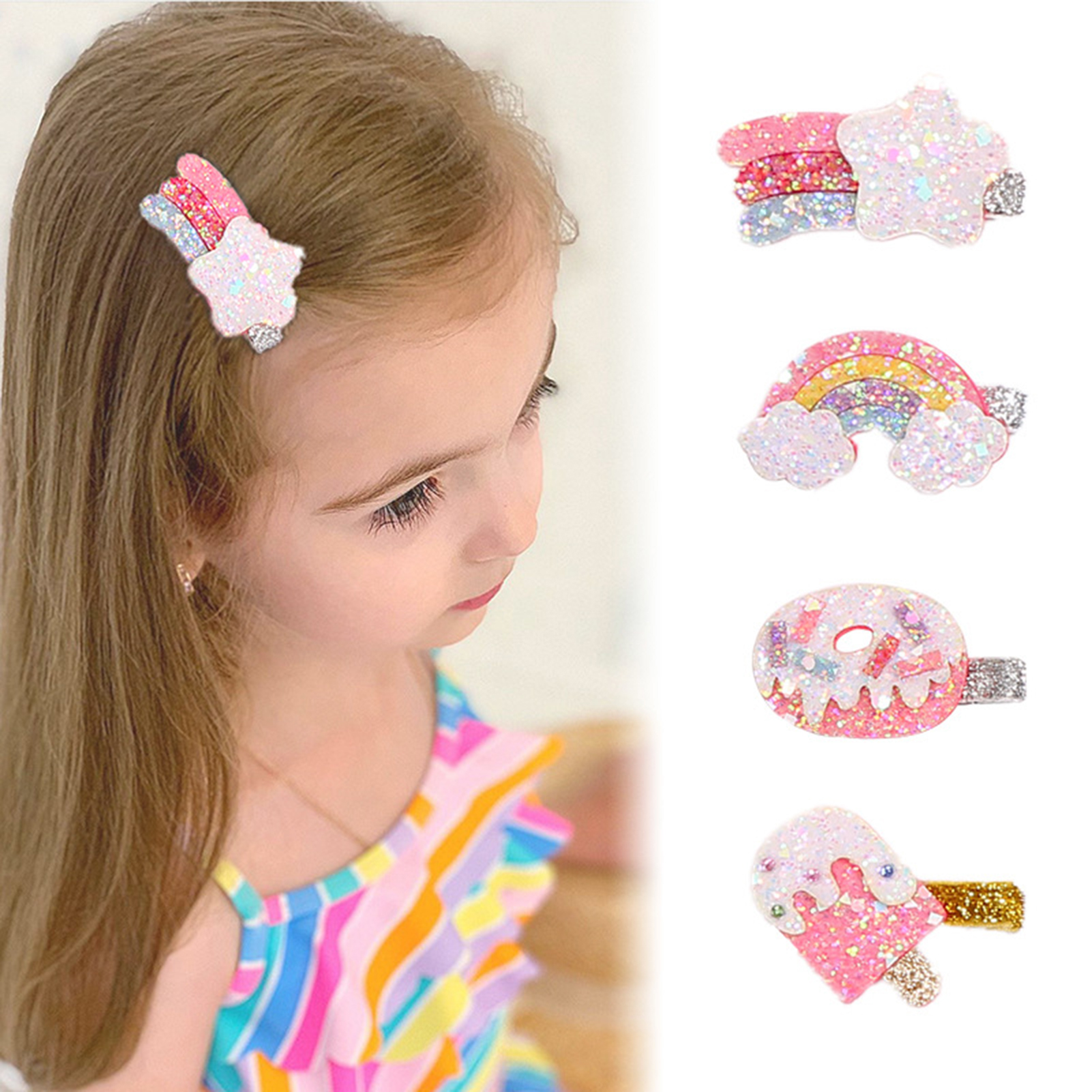 harmtty Kids Hair Clip Cartoon Dress Up Soft Children Girl Dazzling