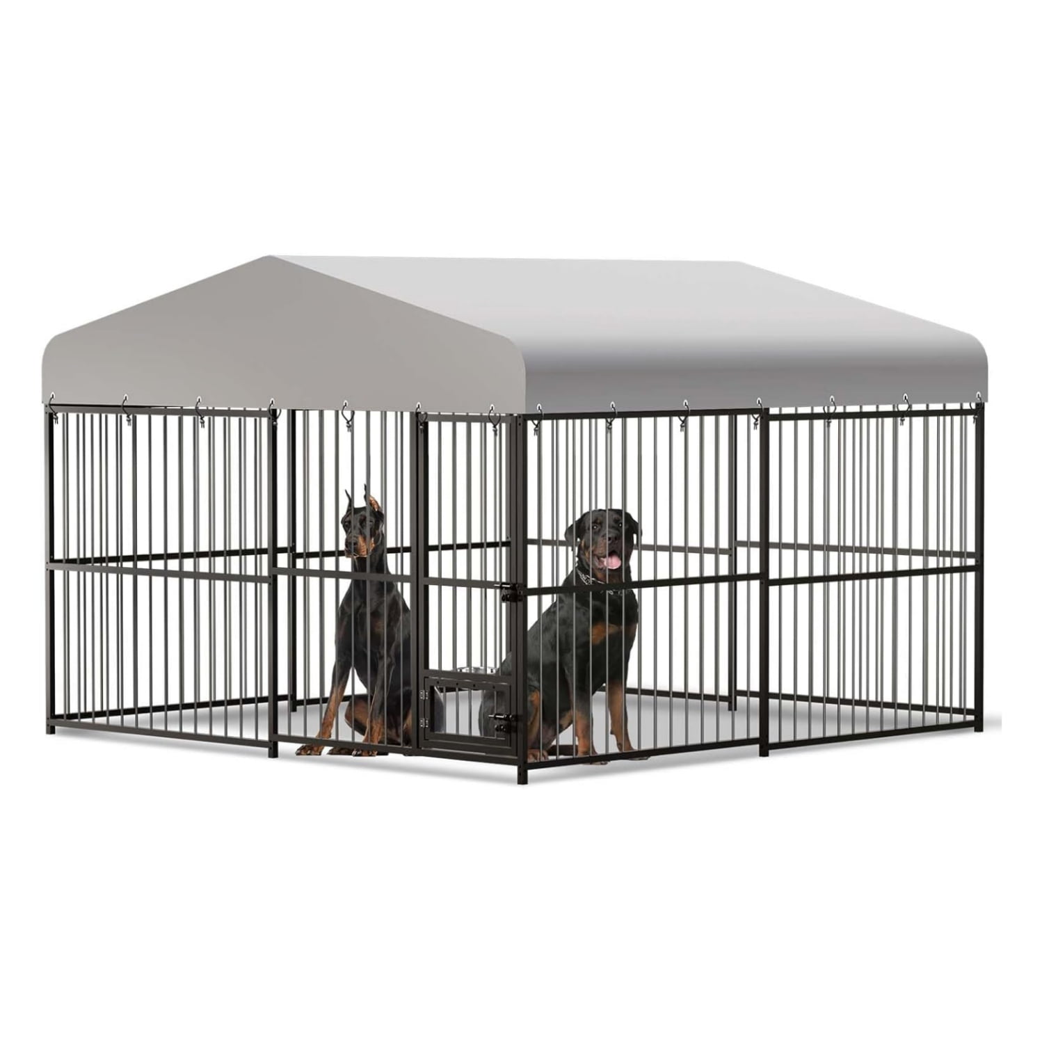 10X10X6FT Large Dog Kennel Outside Heavy Duty Outdoor Dog Cage House with Weatherproof,Galvanized Iron Pet Playpen with Safety Locks,UV & Water Resistant for Medium and Large Dogs,Easy Assembly