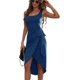 thumbnail image 1 of Vestido midi sin mangas asimétrico para mujer con cuello redondo y lazo lateral Azul / Patchwork M Azul / Patchwork M Xishao ropa, 1 of 2