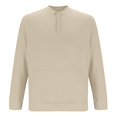 thumbnail image 4 of PEASKJP Men New Sweatshirt Stand Casual Button Solid Color Men Sweatshirt Top(Beige,XXL), 4 of 5
