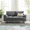 thumbnail image 2 of Loveseat Sofa, Velvet, Grey Gray, Modern Contemporary Urban Design, Living Lounge Room Hotel Lobby Hospitality, 2 of 9