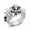 Black, white, gray (silver), variant on Enamel Flower Stretch Ring for Women Fashion Stackable Floral Cluster Band Premium Zinc Alloy Statement Rings Jewelry for Anniversary Birthday Gift