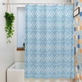 thumbnail image 6 of Light Blue Checkered Shower Curtain, Abstract White Geometric Argyle Stripe Waterproof Shower Curtain Set with 12 Hooks Lightweight Bath Curtains Fabric Bathroom Decor 60x72 Inches, 6 of 9