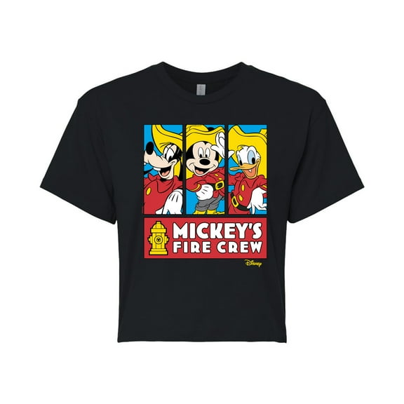 Disney - Firefighter Mickey & Friends - To The Rescue - Juniors Cropped Cotton Blend T-Shirt