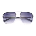 thumbnail image 1 of Mens Luxury Large Rectangle Designer Rimless Metal Rim Mogul Sunglasses Silver Slate - Smoke, 1 of 5