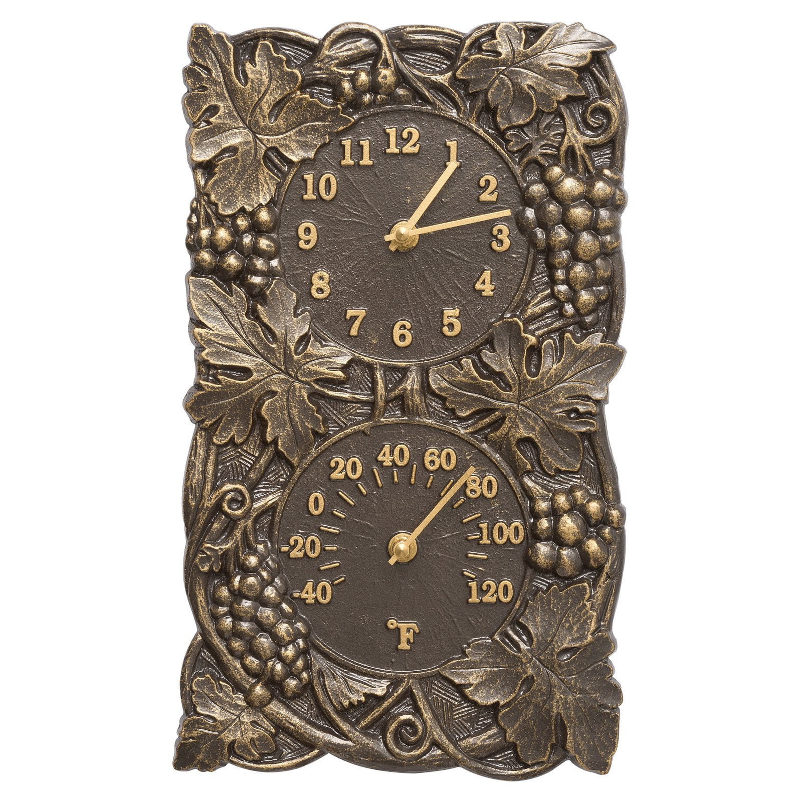 Whitehall Products Grapevine Indoor/Outdoor Wall Clock and Thermometer