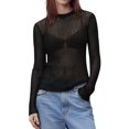 thumbnail image 1 of Top transpirable de cuello redondo y manga larga de color sólido de primavera y verano de estilo europeo y americano para mujer, 1 of 6