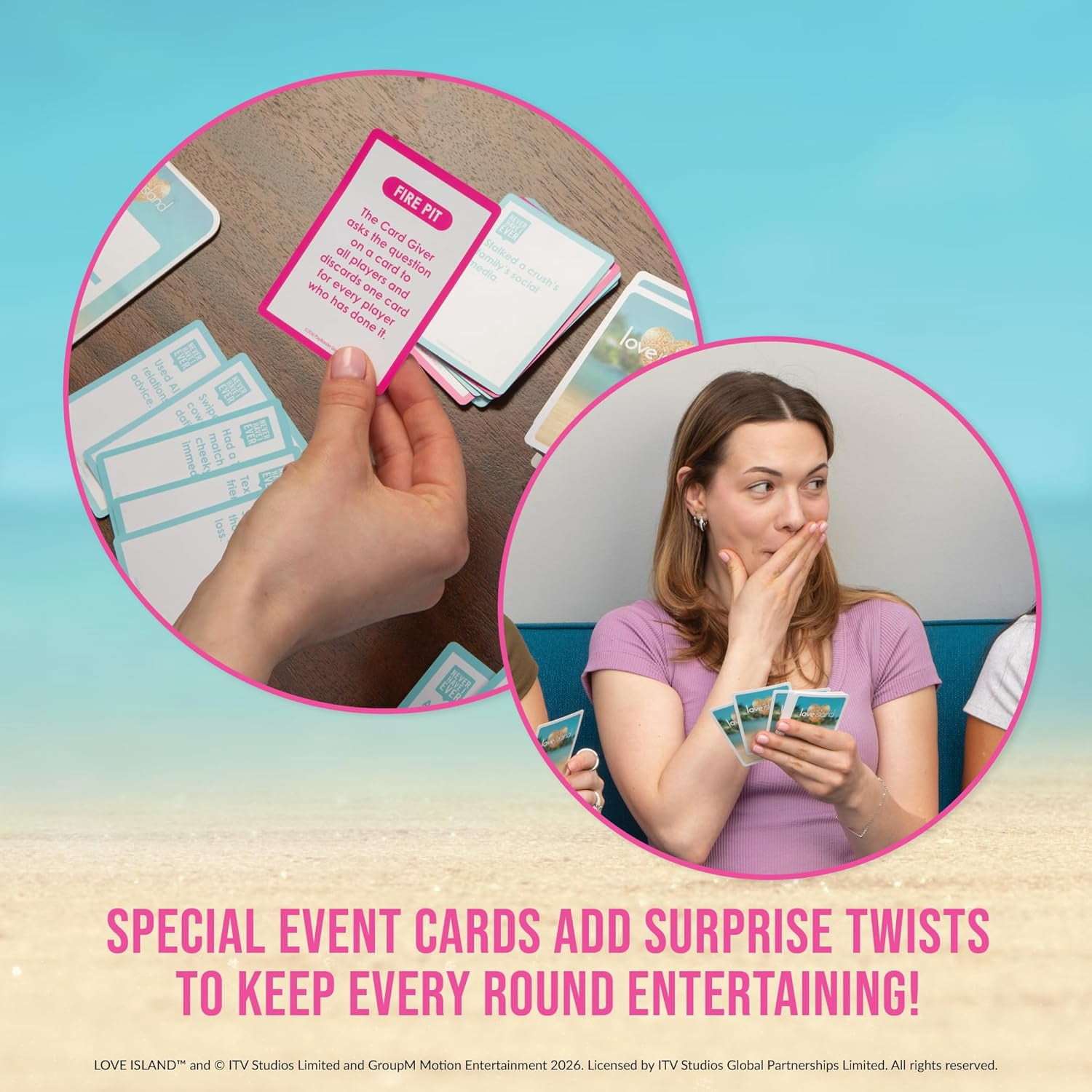 Never Have I Ever Love Island - Love Island Party Game - Uncover Secrets, Share Stories, and Clear Your Hand - The Classic Viral Hilarious and Funny Icebreaker for Adults, 3-6 Players, Ages 17+