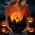 thumbnail image 2 of DORKASM Women Halloween Shirts Short Sleeve Ghost Graphic Lounge Shirt V Neck Funny Print Spooky Vacation Tshirt Pumpkin 2026 Causal T Shirt Orange 3XL, 2 of 5