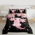 thumbnail image 3 of Feelyou 3D Kawaii Axolotl Bedding Comforter Set for Child, Black Pink Cartoon Twin Comforter Sets, Cherry Blossoms Reversible Bedding Set, Super Cozy Room Decor, 2 Pieces, 3 of 9