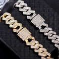 thumbnail image 5 of GQ Hip Hop AAA Pink Rhinestones Cuban Chain Iced Out Bracelet 14MM Rhombus Cuban Link Chain Bracelets For Men Women Party Jewelry, 5 of 6