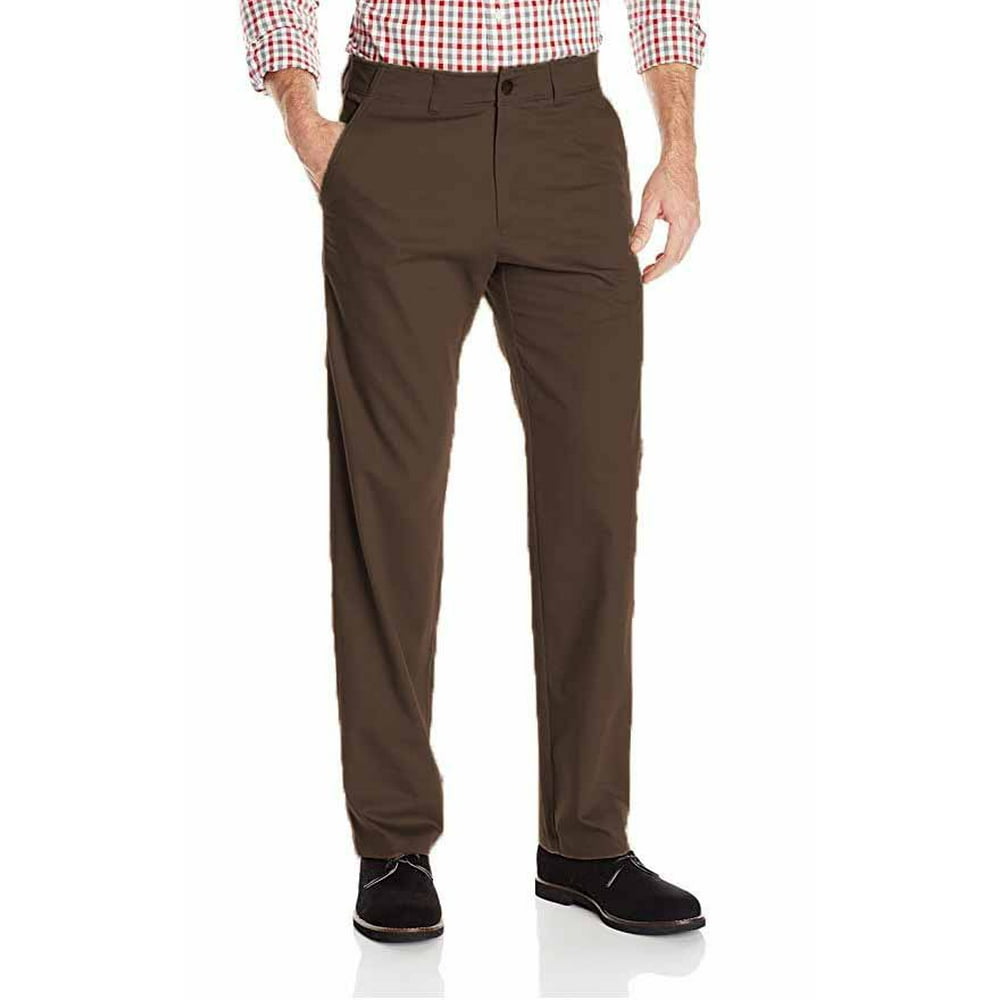 Haggar - Mens In Motion Straight Fit Chino Pant (Brown Heather, 34X29) - Walmart.com - Walmart.com