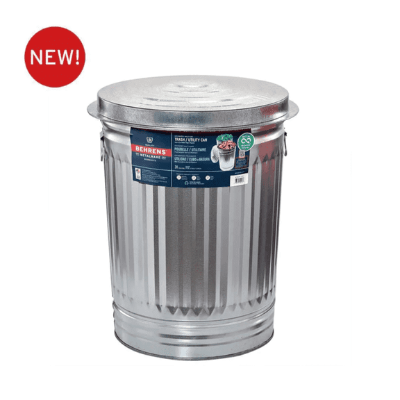 NEW Durable Galvanized 31 Gal. Steel Locking Lid Storage Feed Garbage Can