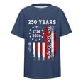 thumbnail image 3 of 250th Anniversary USA Shirt - 250th Anniversary USA 4th Of July Loose Fit Tees Tops (Little Girl 6-7 Years Navy), 3 of 9