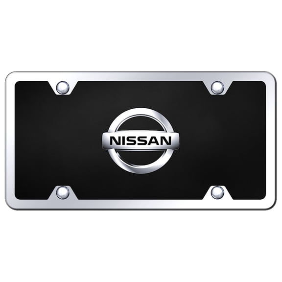 Nissan Logo Acrylic License Plate Kit (Silver on Black)