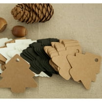 COSMOBETTY present Tags Christmas Tree Black Kraft Paper 100Pcs 5.4X5.4Cm