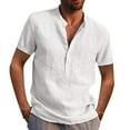 thumbnail image 2 of Yokua Mens Linen Shirt Short Sleeve Casual Summer Beach T-Shirts Hippie Loose Blouse, 2 of 19