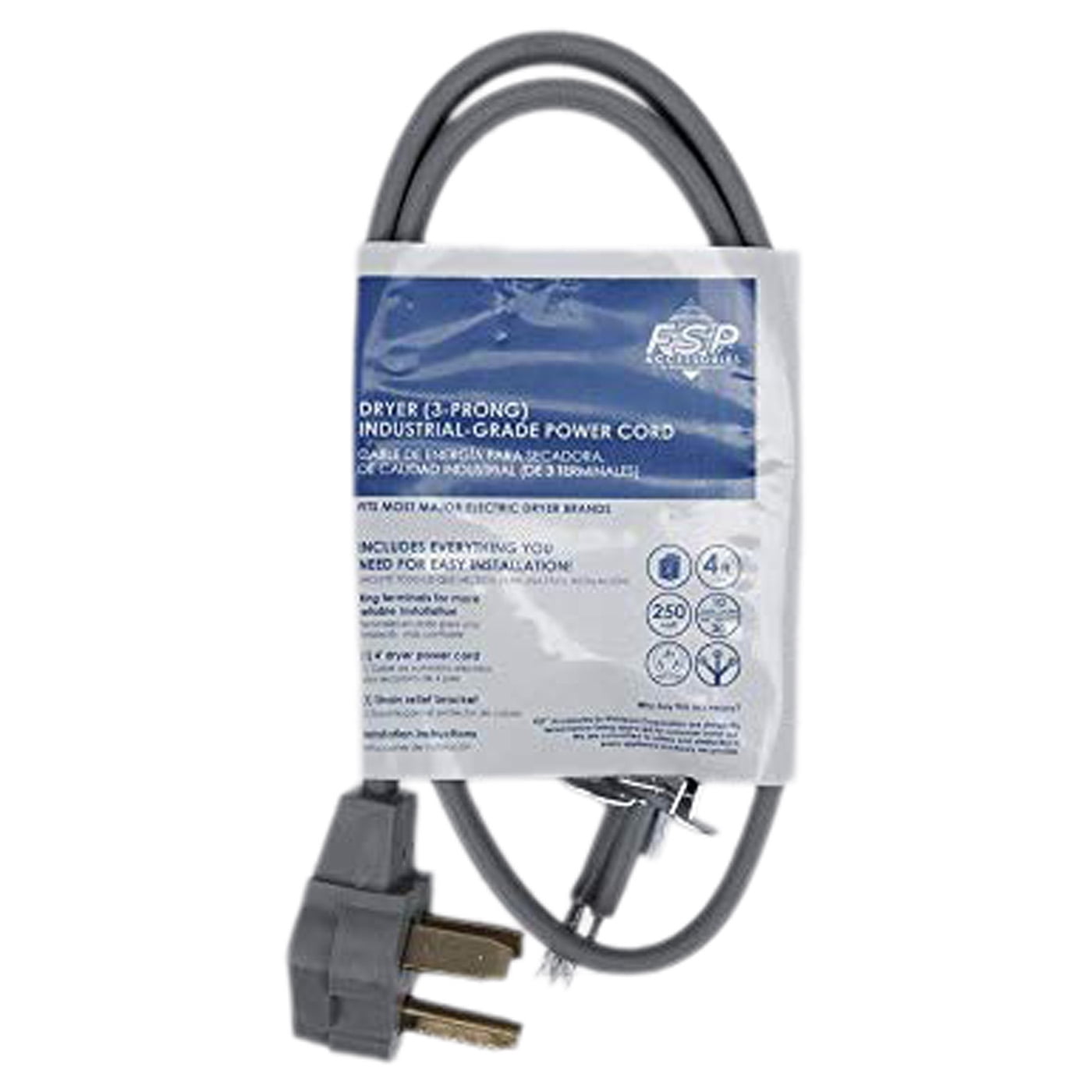 Whirlpool 3 Wire Dryer Cord, 30 Amp, 4 Ft.