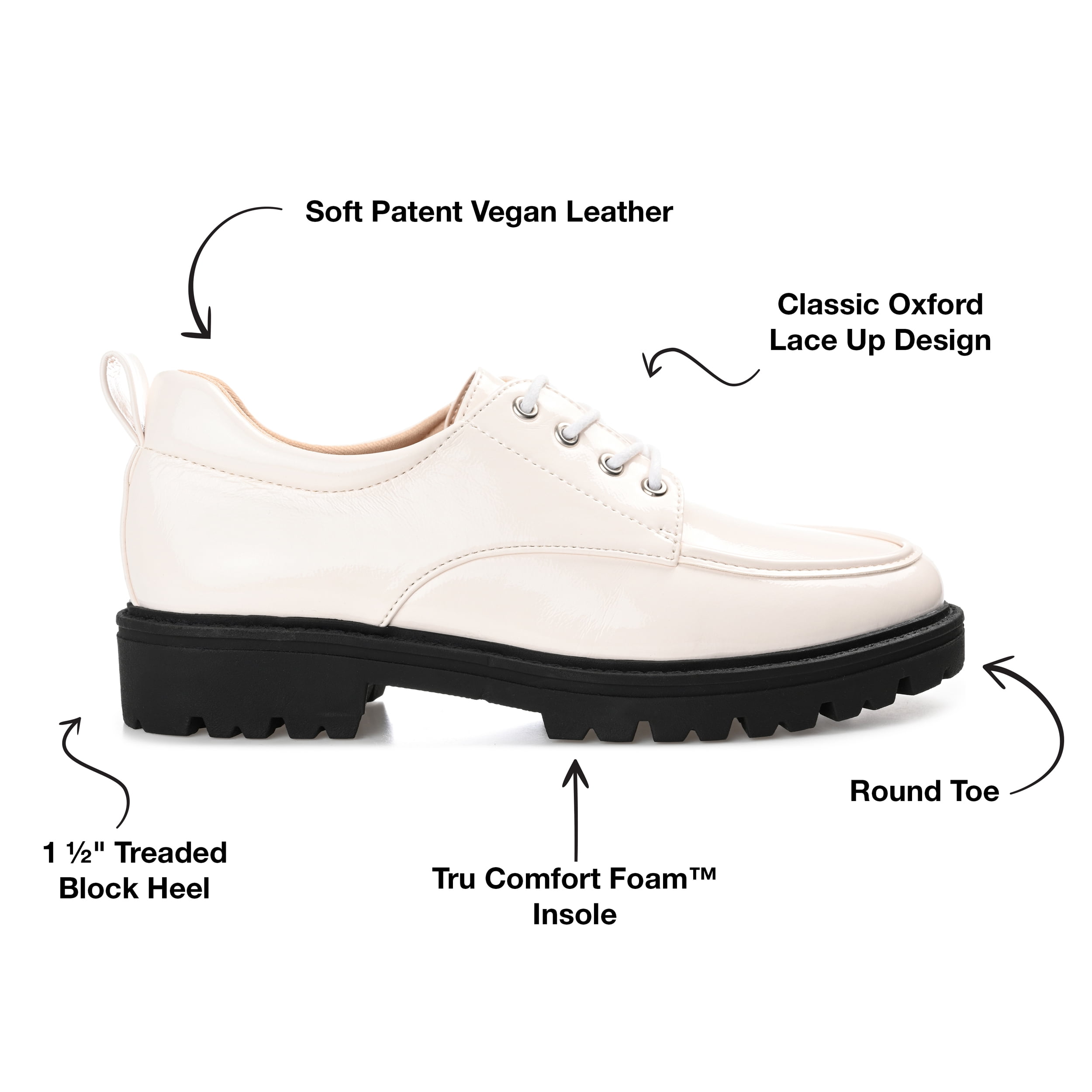 Journee Womens Zina Almond Toe Lace-up Oxford, Widths Available