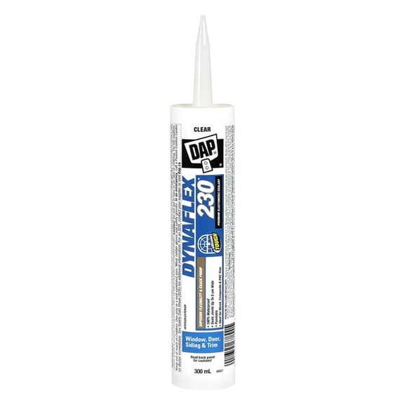 DAP Dynaflex 230® Scellant Élastomère Premium. Formule Avancée de Latex avec Robustesse Semblable à du Silicone, Intérieur/extérieur, Cartouche, Transparent, 300 ml, Dynaflex 230® Scellant Premium, Transparent, 300 ml