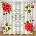 thumbnail image 1 of Rideau de Douche Roses Rouges Élégantes avec Filigrane Gris - Design Floral Réaliste sur Fond, 1 of 5