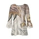 thumbnail image 4 of ICHUANYI Clearance Women's Casual Trumpet 3/4 Sleeve Printed Buttoned Basic Ruched Corset Tunic Tops Pleated T-shirts Blouses(Gray, XL) ICHUANYI WER2023080902076, 4 of 5