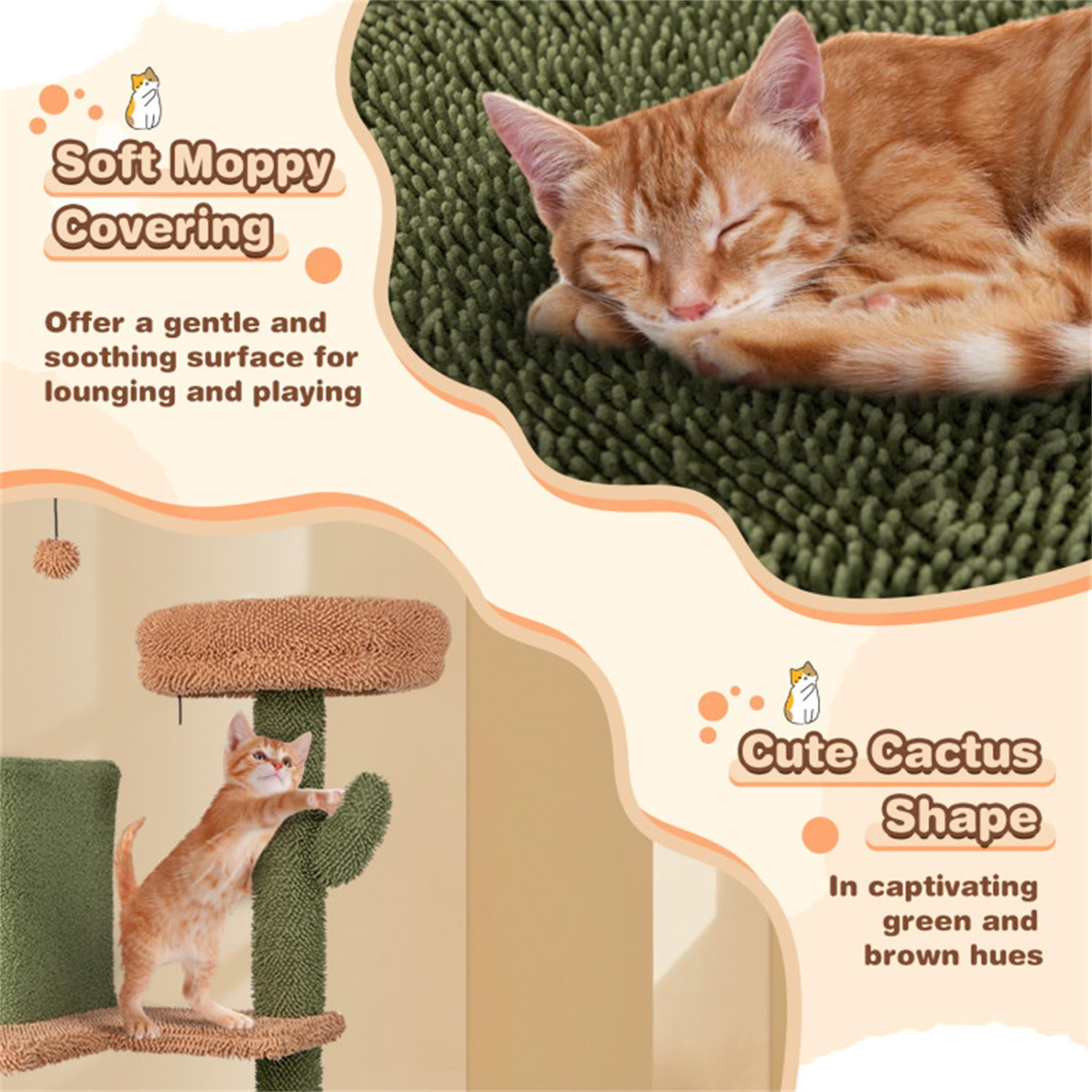 Pefilos 63" Cactus Cat Tree Tower for Indoor Cats, Multi-Level Cat Condo, Cat Tree House with Hammock, Sisal Scratching Posts and Ladder, Green Pefilos 63" Cactus Cat Tree Tower for Indoor Cats, Multi-Level Cat Condo, Cat Tree House with Hammock, Sisal Scratching Posts and Ladder, Green