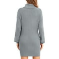 thumbnail image 4 of Vestido jersey de manga abullonada,Vestido suéter de cuello alto para mujer Vestido jersey de punto Vestido suéter de cuello alto Aspecto llamativo, 4 of 7