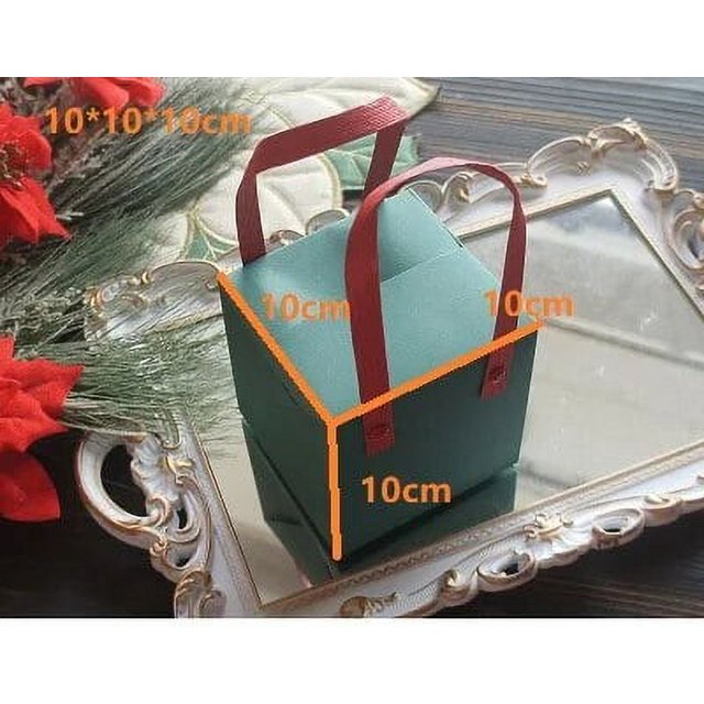 Caja navideña de 12 piezas con asa para dulces, jabón, vela, galleta, pequeño embalaje de regalo, decoración de favores de fiesta