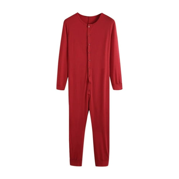 Men's One Piece Long Johns Night PajamaWine redM Walmart.ca