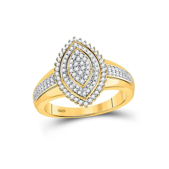 10kt Yellow Gold Womens Round Diamond Marquise-shape Cluster Ring 1/4 Cttw