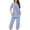 Sky Blue, variant on Censtreet Women's Pajama Sets Short Sleeve Sleepwear Round Neck Pj Loungewear Top and Capri Pants with Pockets