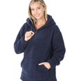 thumbnail image 2 of Women's Soft Cotton Candy Fleece Quarter Zip-Up Sherpa Hoodie Sweatshirt Top with Kangaroo Pocket, 2 of 5