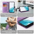 thumbnail image 6 of For Google Pixel 9 Pro 6.3 inch Embossed Butterfly Flowers With Card Slots And A Cash Compartment Shockproof Kickstand Flip Leather Phone Case For Women,Purple,For Google Pixel 9 Pro, 6 of 7