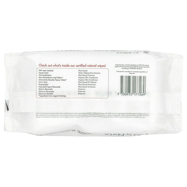 Naty 100% Flushable Wipes, Fragrance Free , 56 Wipes - Walmart.com