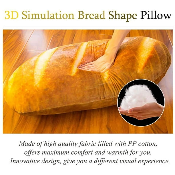 HTAIGUO Oreiller de baguette de pain de simulation 3D, coussin de dos  lombaire en peluche, coussin de pain au beurre doux 3D pour canapé, chambre  à coucher, bureau, dortoir (23,6, beurre) 