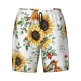 thumbnail image 4 of Lsque Mens Swim Trunks Sunflowers Leaves And Birds Pattern - Bathing Suit Compression Liner - Beach Swim Shorts Swimwear - (S-3XL) - Stretch Quick Dry -X-Large, 4 of 9