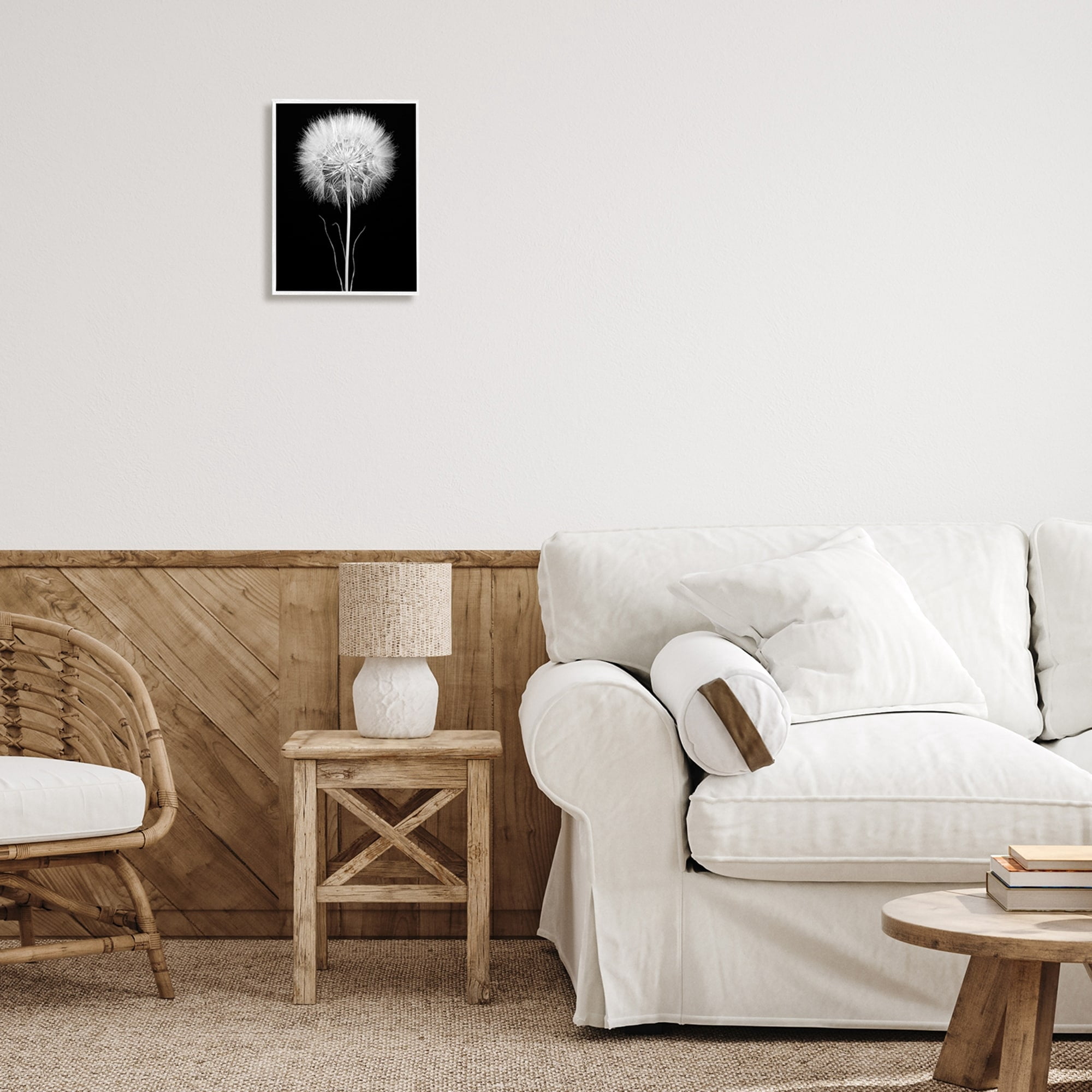 Stupell Industries Modern Fluffy Dandelion Stem Black & White Photography Framed Wall Art, 11 x 14, Design by Jadei Graphics