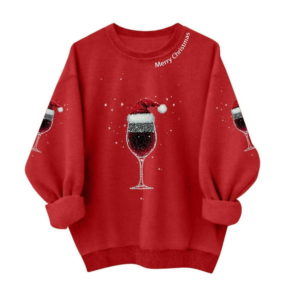 My Items Talove Long Sleeve Shirts for Women Graphic Printed Sweatshirt Fall Fashion Must Haves Tops Under 10 Dollars Womens Tops Casual Dressy Christmas Shirts