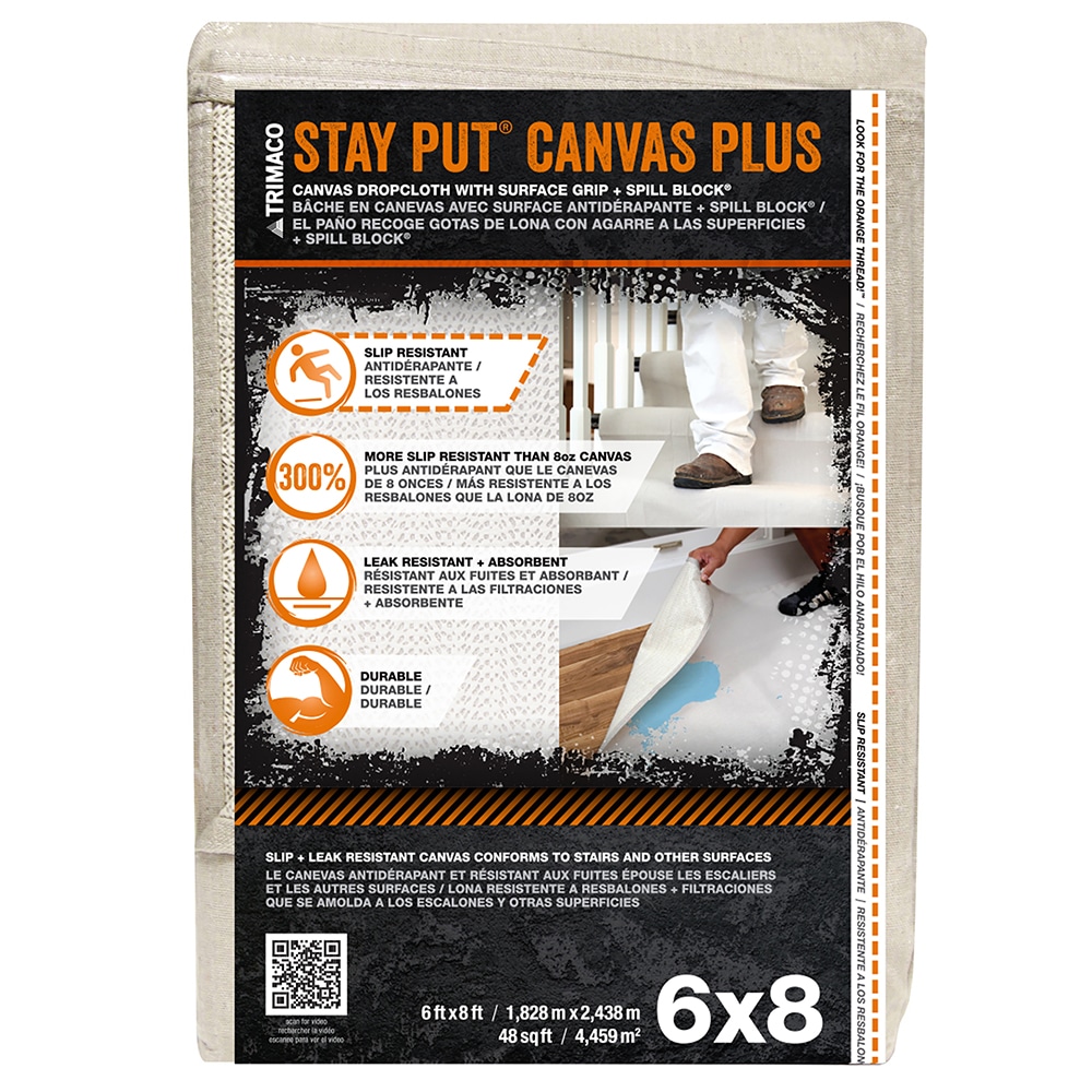 Trimaco 6' x 8' Stay Put Slip-Resistant Canvas Drop Cloth photo 1