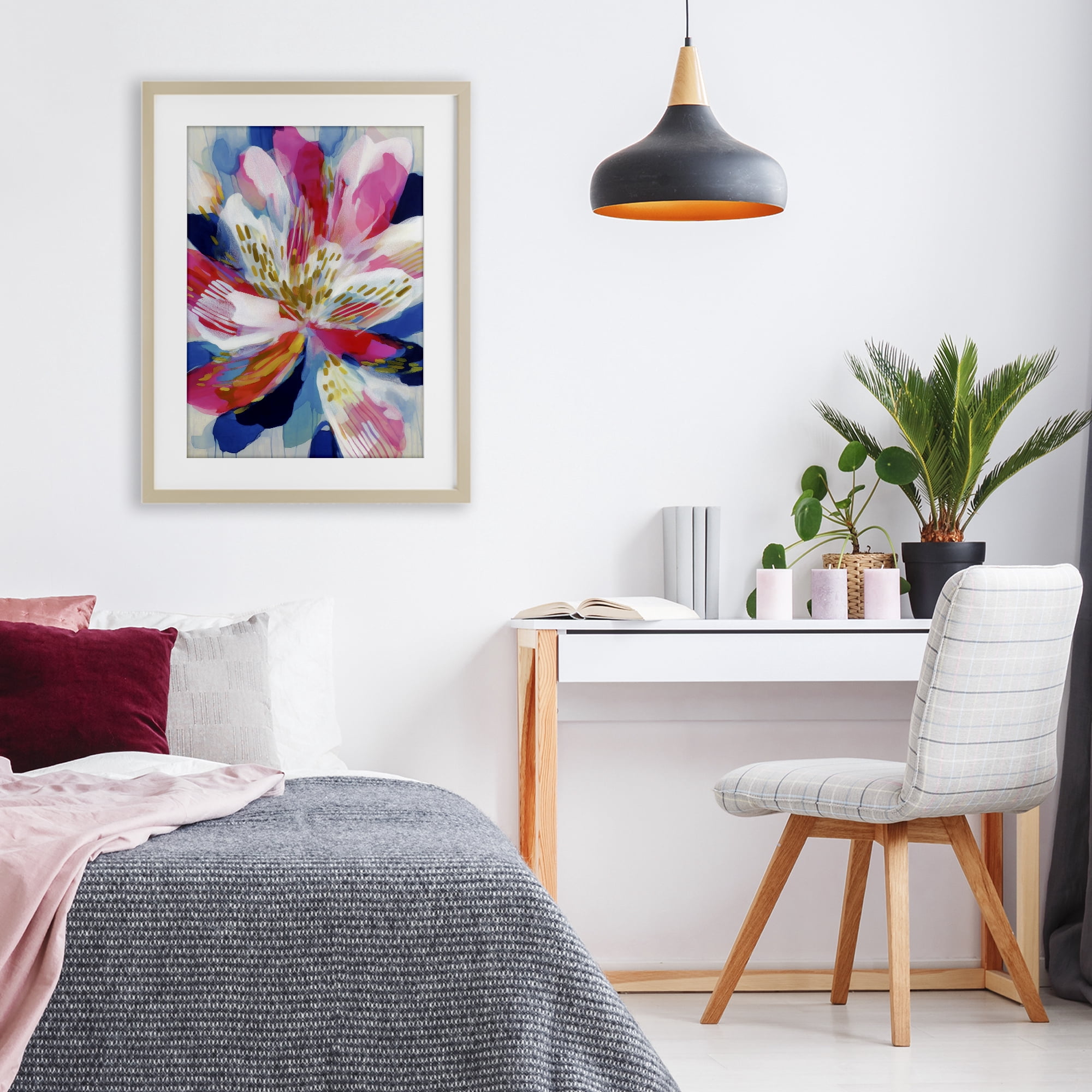 Stupell Industries Lily In Pink & Blue Birch Framed Print Under Glass, design by Chromatic Storm Studio