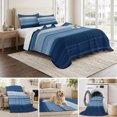 thumbnail image 6 of Full Quilt Set 78''x90'', Blue Ombre Stripe Lightweight Bedspread Coverlet Set with 2 Pillow Shams, Farmhouse Striped Modern Abstract Art Breathable All Season Quilt Bedding for Bedroom/Guest Room, 6 of 9