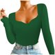 thumbnail image 1 of Suéter elegante Sexy Gibobby de punto con cuello en V sólido para mujer Verde M, 1 of 5