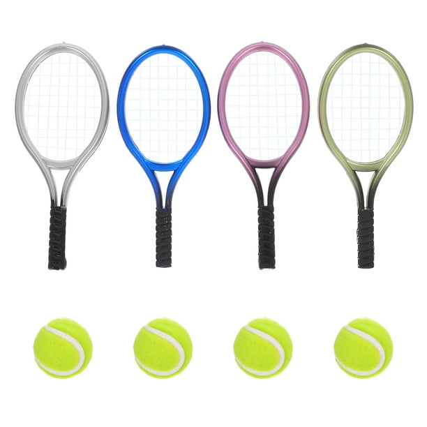 1 juego de adornos de raquetas de tenis en miniatura, accesorios de fotografía, adornos de mini raquetas de tenis con mini pelotas