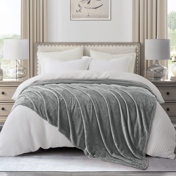 IR Imperial Rooms Fleece Bed Throw Blanket, Plush, Travel and Couch Fuzzy, Cozy Washable Ultrasoft Twin Size Silver